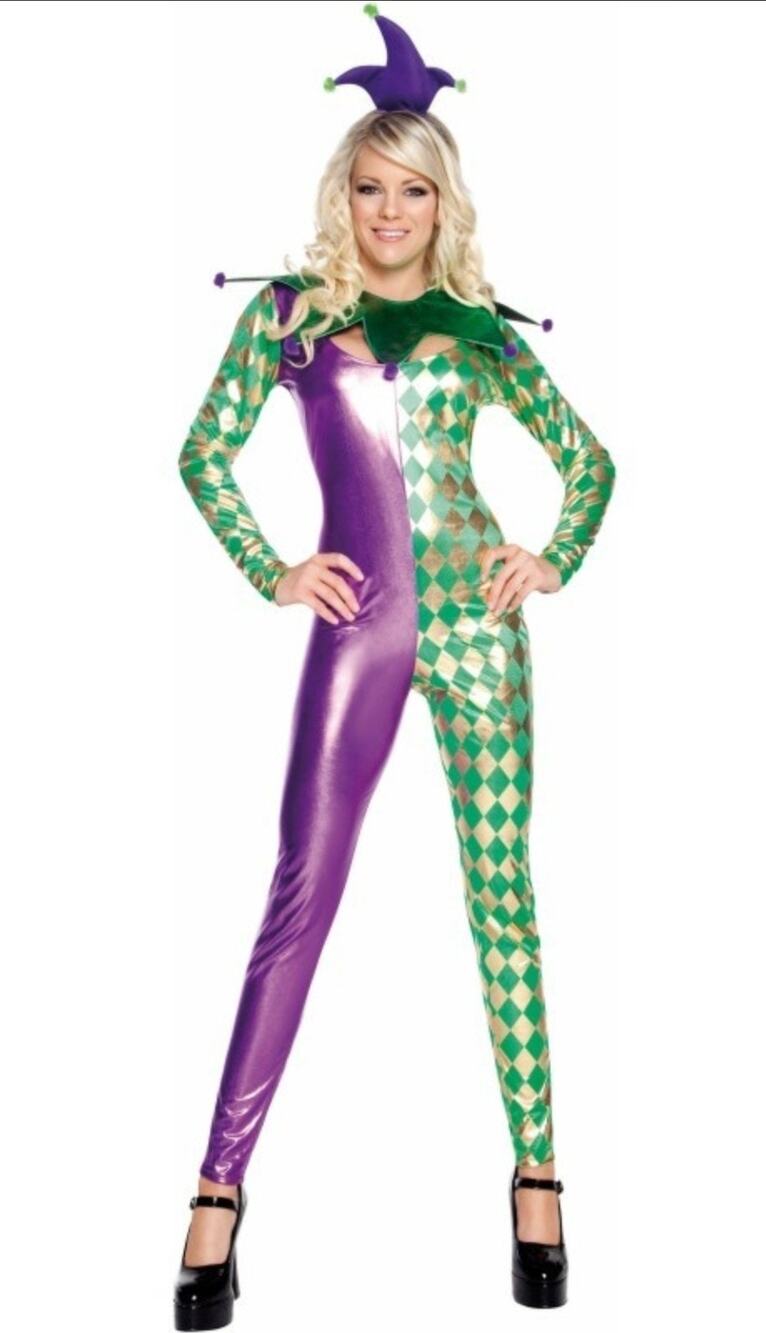 Mardi Gras Harlequin Harlequeen Harlot Costume Cosplay Size M Sexy Jester Clown